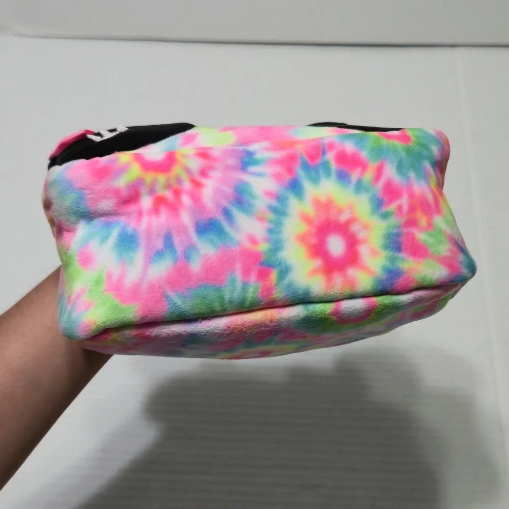 Cute Plush Tie Dye Panda Pencil Case Cosmetic Makeup Pouch Bag Glitter Pink Bow